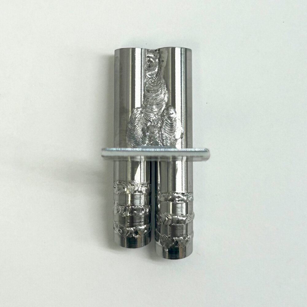 スタンダードステンレスマフラー（ステップデュアル左側ショート　ドルフィン加工　出口径8Φ　ステー⇔出口20mm） ラジコン用 ラジコンマフラー ダミー ラジドリ ドリラジ リアル ステンレスマフラー ドルフィンマフラー 日本製 エトワークス ETOworks 【メール便OK】