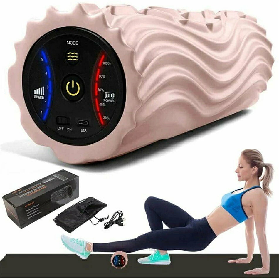 ヨガポール フォームローラー マッサージ 電動 USB充電式 振動 筋膜 マッサージポール リリース 5段階振動 速度調整可 器具 フォームローラー セット 正...