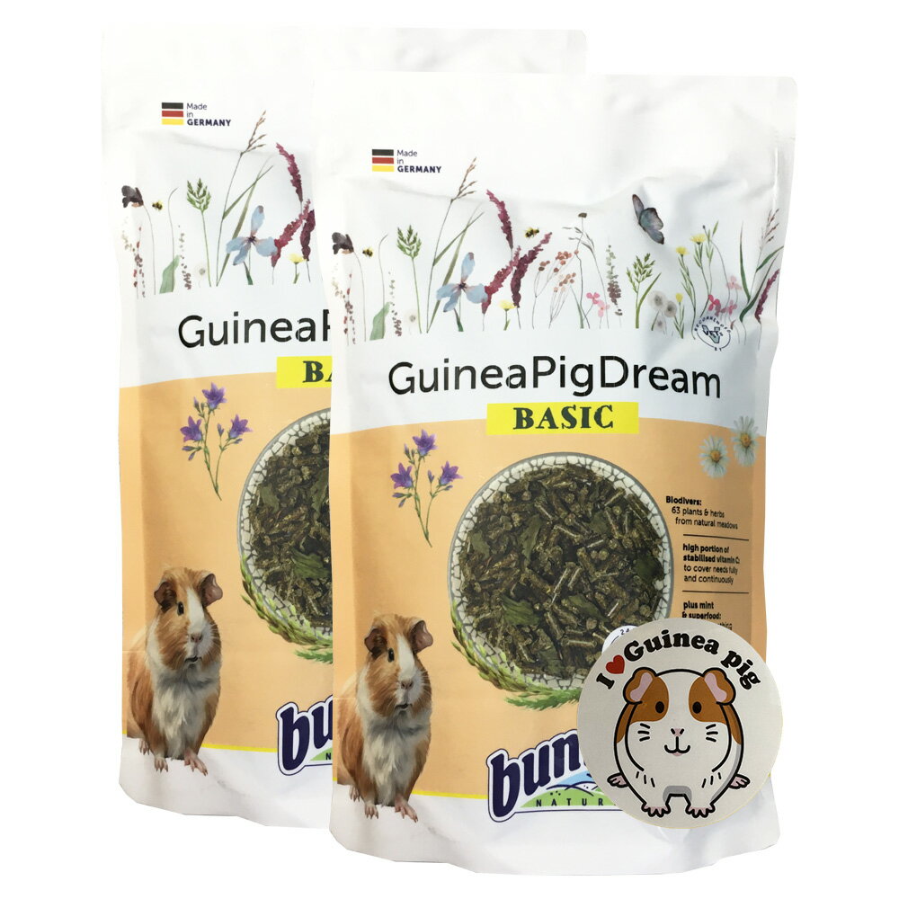 【2点＋ステッカーセット】『 モルモットドリーム ベーシック 600g ×2点 ＋モルモットステッカーセット 』計3点 bunny NATURE Guinea Pig Dream BASIC 正規輸入品 モルモットフード