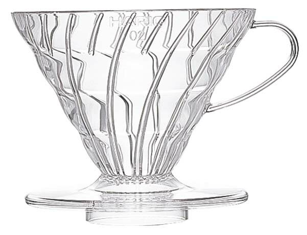 【透過コーヒードリッパー】【ハリオ】【クリア／1〜4杯用】ドリッパーのみ　02VD-02T　ハンドドリップ用　クリア　本体：AS樹脂　ホットコーヒー　珈琲　丁寧　喫茶店　カフェ　自宅用　おしゃれ　かっこいい　ペーパードリップ　手軽　割れにくい　アウトドア　HARIOのサムネイル