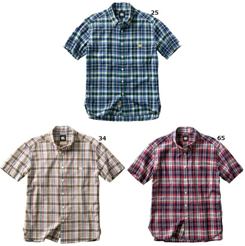 数量限定　35％OFF！　カンタベリーS/S　MADRAS CHECK SHIRT マドラスチェックシャツ　半袖シャツ　RA30055