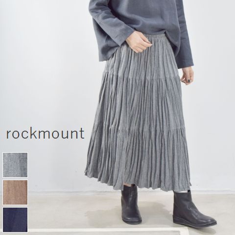 rockmount（ロックマウント)ウール クリンクル ロングスカート 3colorsp9948-tweed-gy-nu-nv