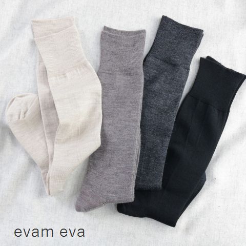 evam eva(エヴァムエヴァ)preshrunk wool high socks 4colorm ...
