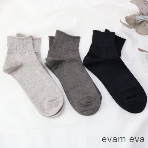 5/21(Tue)13:59まで　　evam eva(エヴァムエヴァ)linen short socks 3colormade in japane002z070