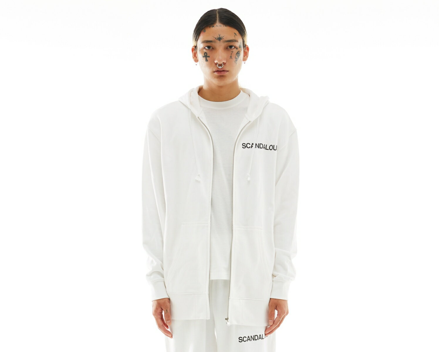 ZIP UP LOGO HOODIE WHITE メンズ レディース ユニセックス