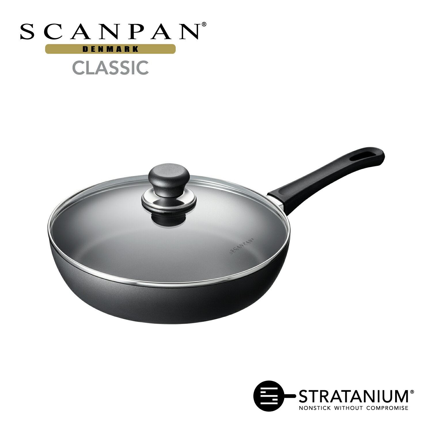 スキャンパン Classic シリーズ ソテーパン 28cm （蓋付） 深型フライパン 炒め物 煮物 環境に配慮 オーブン調理 ノンスティック 安全なフライパン フッ素加工 SCANPAN デンマーク STRATANIUM