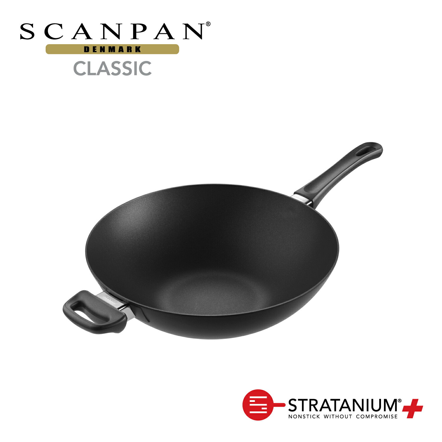 スキャンパン Classic シリーズ 32cm ウォック 中華鍋 深型フライパン 環境に配慮 オーブン調理 ノンスティック 安全なフライパン フッ素加工 SCANPAN デンマーク STRATANIUM+