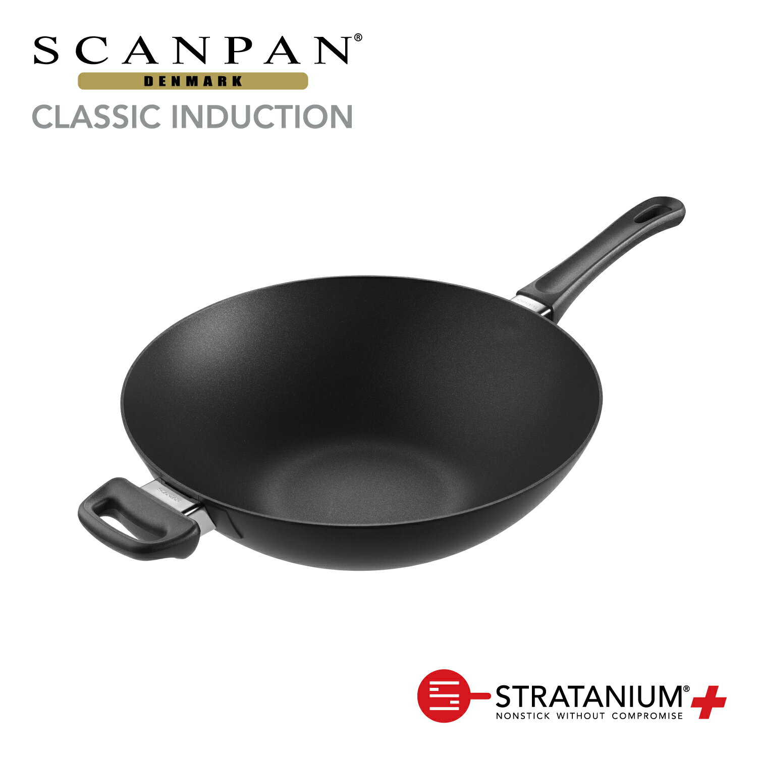 スキャンパン Classic インダクション IH対応 シリーズ 32cm ウォック 中華鍋 深型フライパン 環境に配慮 オーブン調理 ノンスティック 安全なフライパン フッ素加工 SCANPAN デンマーク STRATANIUM+