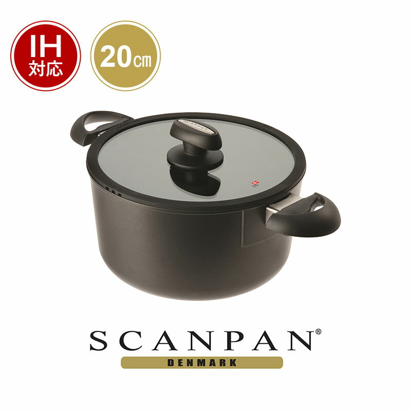 スキャンパン IQシリーズ ダッチオーブン 20cm（蓋付）| SCANPAN 20センチ IH対応 ih ダッチオーブン アルミ 両手鍋 深型 深い ふた 鍋 オーブン対応 調理器具 キッチン用品 台所用品 安全 発がん性なし pfoaフリー pfoa free dutch oven pot lid