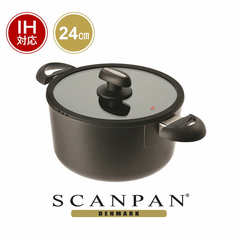 スキャンパン IQシリーズ ダッチオーブン 24cm（蓋付）| SCANPAN 24センチ IH対応 ih ダッチオーブン アルミ 両手鍋 深型 深い ふた 鍋 オーブン対応 調理器具 キッチン用品 台所用品 安全 発がん性なし pfoaフリー pfoa free dutch oven pot lid