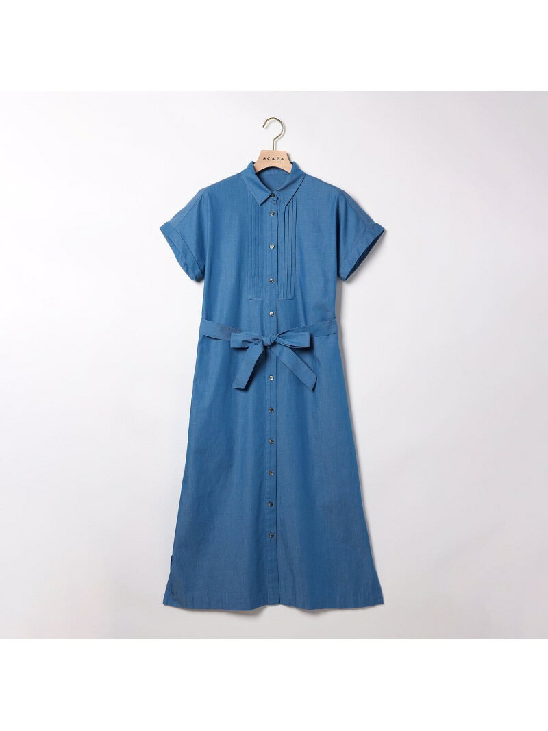 【SALE／38%OFF】ライトダンガリーワンピース SCAPA スキャパ ワンピース・ドレス ドレス ブルー【RBA_E】【送料無料】[Rakuten Fashion]