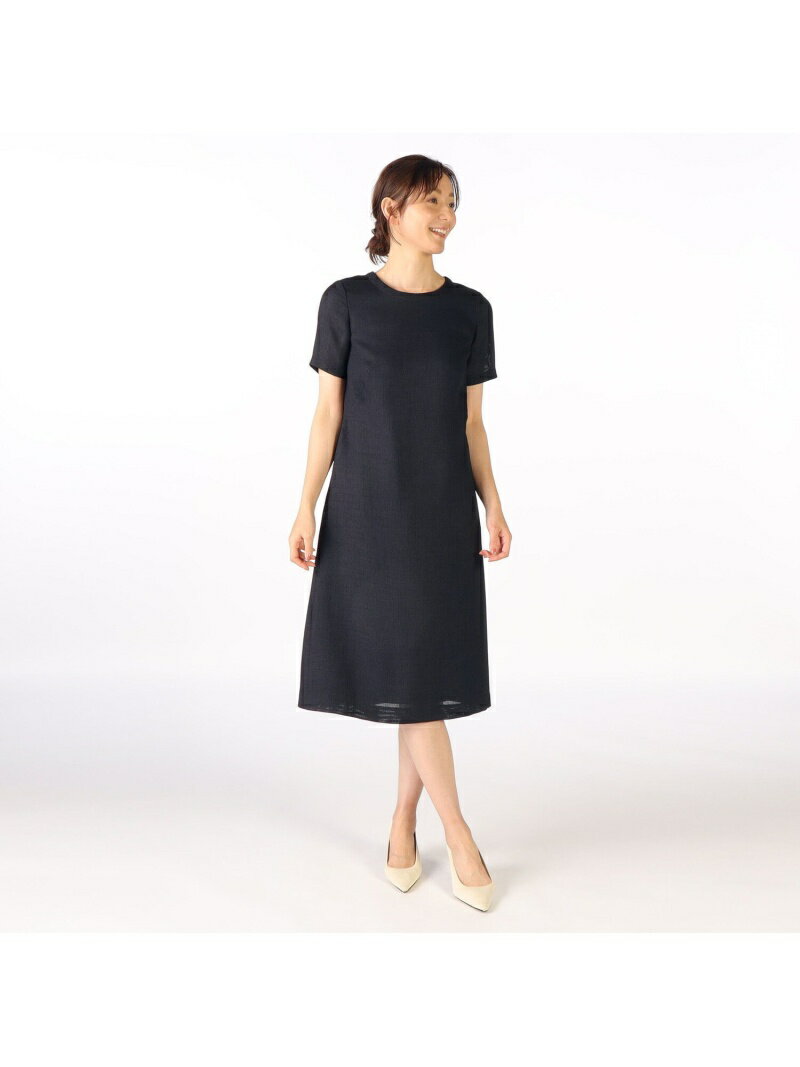 エアリーメッシュワンピース SCAPA スキャパ ワンピース・ドレス ドレス ネイビー ホワイト【送料無料】[Rakuten Fashion]