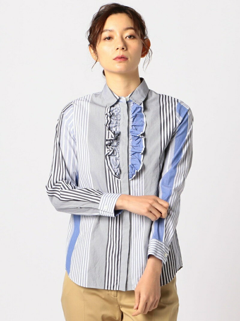 クレージーストライプブラウス SCAPA スキャパ トップス シャツ・ブラウス ブルー【送料無料】[Rakuten Fashion]