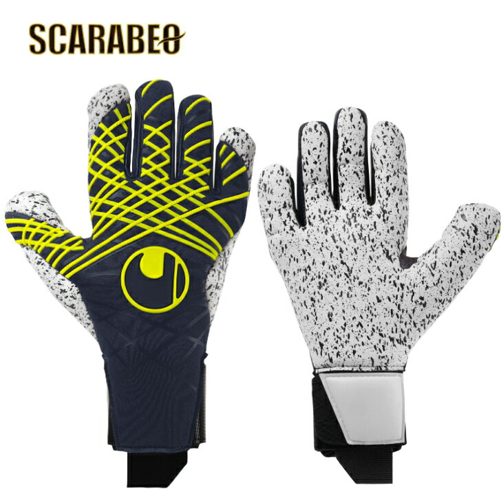 ウールシュポルト プレディクション スーパーグリップ+ ハーフネガティブ ネイビー×フローイエロー 1011330 キーパグローブサッカー キーパグローブ サッ...