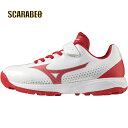 【ミズノ MIZUNO】 ジュニア 野球 ソフトボール トレーニングシューズ ライトレボトレーナーJr.CR ホワイト×レッド 11GT222362 LIGHT...