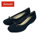 アシックス 商事 footsuki FS-18170 レディース BLACK SATIN 22.5cm～24.5cm 3E相当 フットスキ パンプス ふっとすき ローパンプス オシャレパンプス ローヒール 黒パンプス やわらかパンプス つま先 広い 可愛い 痛くない リボンパンプス 歩きやすいパンプス 黒のパンプス