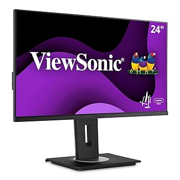【中古】ViewSonic VG2456 24-Inch 1080p Monitor with USB 3.2 Type C Docking Built-in Gigabit Ethernet and 40 Degree Tilt Ergonomics for Home and