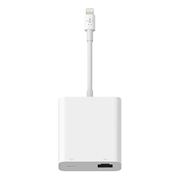 【中古】Belkin ライトニング to RJ45 有線 LANポート + ライトニング変換アダプタ iPhone 14 / 13 / 12 / SE / 11 / XR 対応 イーサネット・急速充電同