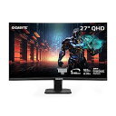 【中古】Gigabyte GS27QC 27インチ 165Hz 1440P 湾曲ゲーミングモニター、2560 x 1440 VA 1500R ディスプレイ、1ms (MPRT) 応答時間、HDR対応、FreeSync