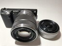 【中古】ソニー SONY ミラーレス一眼 α NEX-5N ダブルレンズキット E 16mm F2.8+E 18-55mm F3.5-5.6 OSS付属 ブラッ...