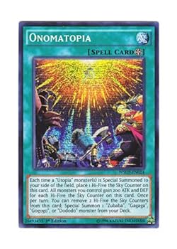 【中古】遊戯王 英語版 WSUP-EN024 Onomatopia 希望郷−オノマトピア− (プリズマティックシークレットレア) 1st Edition【メーカー名】【メーカー型番】【ブランド名】コナミデジタルエンタテインメント(Konami Digital Entertainment) シングル 【商品説明】遊戯王 英語版 WSUP-EN024 Onomatopia 希望郷−オノマトピア− (プリズマティックシークレットレア) 1st Edition画像はサンプル写真のため商品のコンディション・付属品の有無については入荷の度異なります。掲載と付属品が異なる場合は確認のご連絡をさせて頂きます。※中古品のため「限定」「初回」「保証」「DLコード」などの表記がありましても、特典・付属品・帯・保証等は付いておりません。（未使用・未開封品は除く）中古品のため使用に影響ない程度の使用感・経年劣化（傷、汚れなど）がある場合がございます。※中古品の特性上ギフトには適しておりません。当店では初期不良に限り、商品到着から5日間は返品を受付けております。お問い合わせ・メールにて不具合詳細をご連絡ください。お客様都合での返品はお受けしておりませんのでご了承ください。他モールとの併売品の為、売り切れの場合はご連絡させて頂きます。★ご注文からお届けまで1、ご注文（24時間受付）2、注文確認⇒当店から注文確認メールを送信致します3、在庫確認⇒中古品は受注後に、再メンテナンス、梱包しますので、お届けまで3日〜10日程度とお考え下さい。4、入金確認⇒前払い決済をご選択の場合、ご入金確認後、配送手配を致します5、出荷⇒配送準備が整い次第、出荷致します。配送業者、追跡番号等の詳細をメール送信致します。6、到着⇒出荷後、1〜3日後に商品が到着します。※離島、北海道、沖縄は遅れる場合がございます。予めご了承下さい。お電話でのお問合せは少人数で運営の為受け付けておりませんので、お問い合わせ・メールにてお願い致します。ご来店ありがとうございます。当店では良品中古を多数揃えております。お電話でのお問合せは少人数で運営の為受け付けておりませんので、お問い合わせ・メールにてお願い致します。