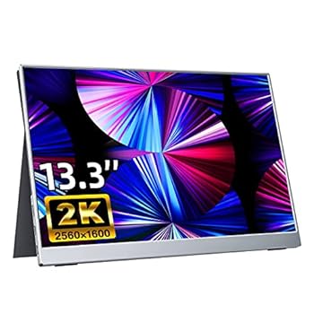 【中古】モバイルモニター kksmart 13.5インチ 超薄型 超軽量380g 狭額縁 高輝度400nits 100％色域 画像比自動適合 スピーカー内蔵 HDRモード対応 マグネ