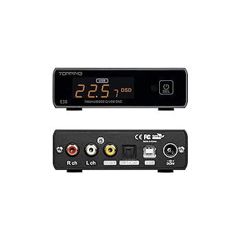 【中古】TOPPING E30 DAC ハイレゾ AK4493 32Bit / 768kHz DSD512 HiFi XMOS XU208 デコーダー リモコン付き (ブラック)