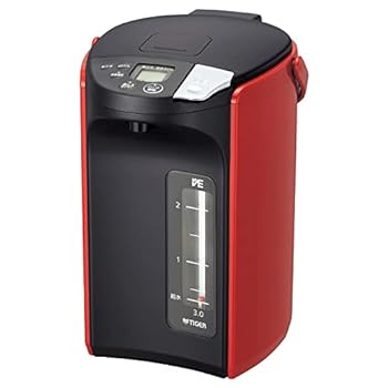 【中古】タイガー魔法瓶(TIGER) 電気ポット 蒸気レス 節電VE保温 6つの安心・安全構造 とく子さん 3.0L レッド PIP-A301R