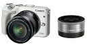 【中古】Canon ミラーレス一眼カメラ EOS M3 ダブルレンズキット(ホワイト) EF-M18-55mm F3.5-5.6 IS STM EF-M22mm...