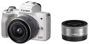 【中古】Canon ミラーレス一眼カメラ EOS Kiss M ダブルレンズキット ホワイト EOSKISSMWH-WLK