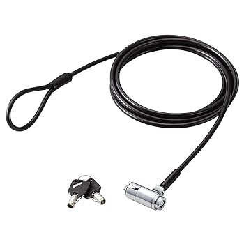 【中古】エレコム セキュリティワイヤー(2.0m/径5mm) シリンダー錠 ESL-30