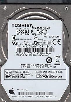 【中古】MK5065GSXF HDD2J62 P TV02 T 東芝 500GB SATA 2.5 ハードドライブ