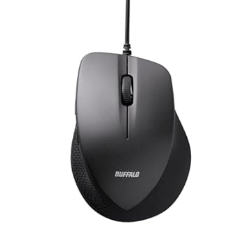 SHARP - 【中古】バッファロー USB マウス 有線 5ボタン 静音 【 戻る / 進む ボタン搭載 】 BlueLED BSMBU19BK