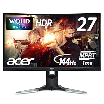 【中古 非常に良い】Acer ゲーミングモニター XZ271Ubmijpphzx 27インチ VA 非光沢 2560x1440 WQHD 250cd 1ms 144Hz HDR