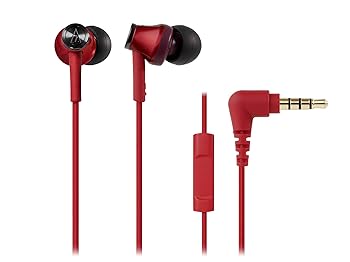 【中古】オーディオテクニカ スマートフォン用カナル型イヤホン リモコン/マイク付 レッド ATH-CK350iS RD