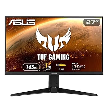 【中古】ASUS ゲーミングモニター 165Hz 27インチ モニター IPS フルHD 1ms HDMI2.0(x2) DisplayPort1.2 TUF Gaming 高さ調整 縦横回転 VG279QL1A