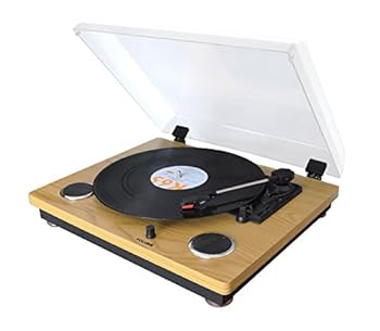 【中古】WINTECH レコードプレーヤー スピーカー一体型 USB録音 RCAでアンプ接続 防塵カ