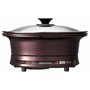 【中古】コイズミ IH グリルなべ IHクッキングヒーター IHコンロ 1400W 卓上 加熱調節6段階 揚げ物対応 平面 波形 プレート レッド KIH-1411/R