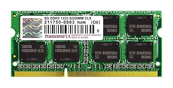 【中古】Transcend ノートPC用メモリ PC3-10600 DDR3 1333 8GB 1.5V 204pin SO-DIMM TS1GSK64V3H