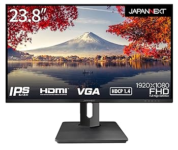 【中古】JAPANNEXT 23.8インチ モニター フルHD 1920x1080解像度 IPS ディスプレイ (HDMI/スピーカー内蔵/高さ調節/回転(ピボット)機能/VESA対応/ブルー