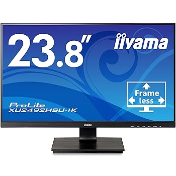 【中古】マウスコンピューター iiyama モニター ディスプレイ 23.8インチ フルHD IPS方式 角度調整 HDMI DisplayPort D-Sub USB2.0×2 全ケーブル付 3年
