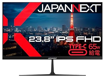 【中古】JAPANNEXT 23.8インチ モニター フルHD 1920x1080解像度 IPS ディスプレイ (HDMI/USB-C 給電 (65W) / スピーカー内蔵/VESA対応/ブルーライトカッ