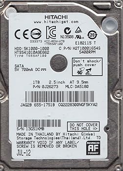 【中古】hts541010 a9e662、PN 0j26273、MLC da5180、Hitachi 1 TBハードドライブSATA 2.5