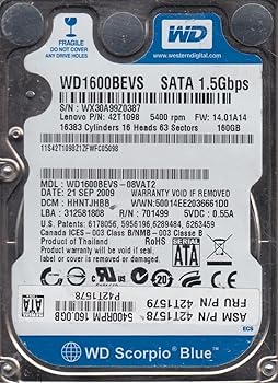 【中古】wd1600bevs-08vat2、DCM hhntjhbb、Westernデジタル160 GB SATA 2.5ハードドライブ 【中古】wd1600bevs-08vat2、DCM hhntjhbb、Westernデジタル160 GB SATA 2.5ハードドライブ