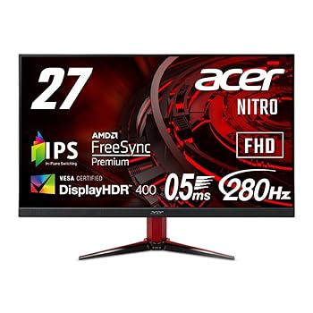 【中古】Acer Nitro ゲーミングモニター 27インチ IPS 非光沢 フルHD 0.5ms 240Hz HDMI (280Hz DisplayPort/オーバークロック) AMD FreeSync Premium VES