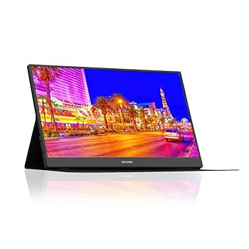 【中古】アイリスオーヤマ モニター 15.6インチ 薄型 ポータブルモニター DP-DF163S-B ディスプレイ 持ち運び カバー付き テレワーク 在宅勤務 ブラック