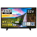 【中古】アイリスオーヤマ 32V型 液晶テレビ ハイビジョン テレビ ダブルチューナー内蔵 外付HDD対応(裏番組録画対応) 2019年モデル 32WA10P