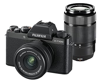 【中古】FUJIFILM ミラーレス一眼カメラ X-T100ダブルズームレンズキット ブラック X-T100WZLK-B
