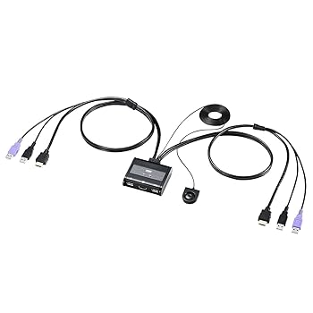 【中古】サンワサプライ(Sanwa Supply) HDMI対応手元スイッチ付きパソコン自動切替器(2:1) SW-KVM2WHU