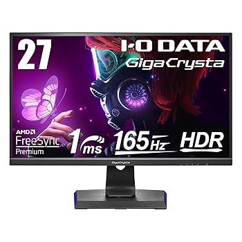 【中古】IODATA ゲーミングモニター 27インチ FHD 1080p GigaCrysta 165Hz 1ms ADSパネル (PS5/AMD FreeSync/HDMI×3/DisplayPort/スピーカー付/高さ調整